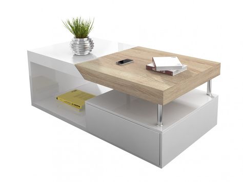 Table Salon Bois Et Blanc