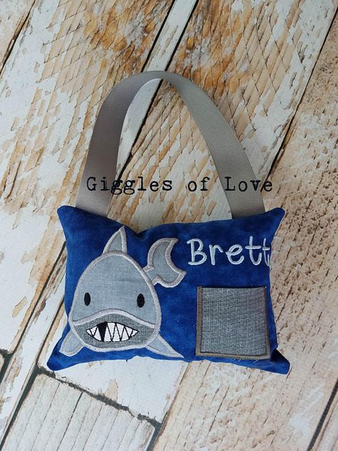 Personalized Shark Tooth Fairy Pillow for boys or girls