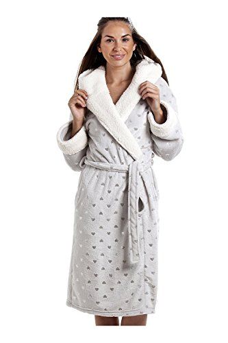 Velours-Fleece Camille Superweiches Pyjama-Set Grau mit wei/ßem Sternmuster