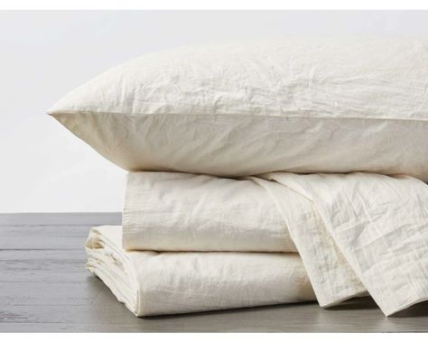 Organic Crinkled Percale™ Sheets in Organic Relaxed Linen Pillowcase Set of