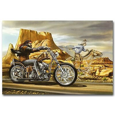 Reprint For Ghost Rider David Mann Motorcycle Art Fabric Poster Print Multi