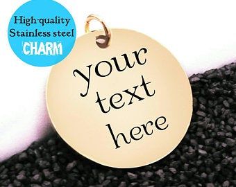Quantity Options Custom Charm Add On Choose Your Font Laser Engraved Silver Square Personalized Stainless Steel Charm