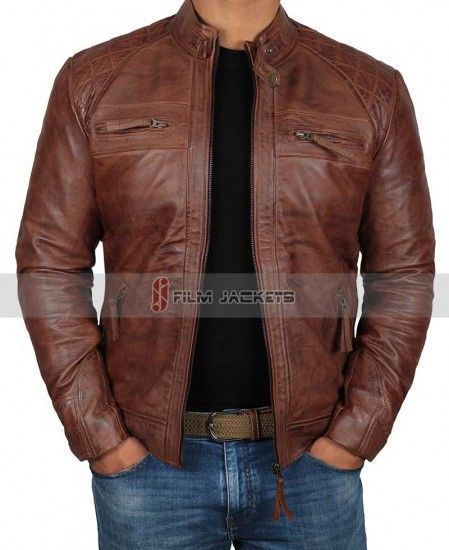 Real Distressed Lambskin Leather Jackets for Men Brown Leather Jacket Men