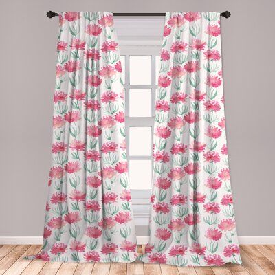 East Urban Home Watercolor Flowers Room Darkening Rod Pocket Curtain Panels Wayfair In 2020 Floral Room Rod Pocket Curtain Panels Panel Curtains