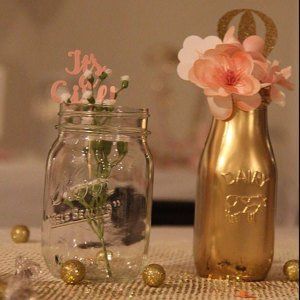 Rustic Centerpiece Baby Shower Decor Party Decor Painted Etsy Milk Bottle Centerpiece Bottle Centerpieces Gold Baby Shower Decorations