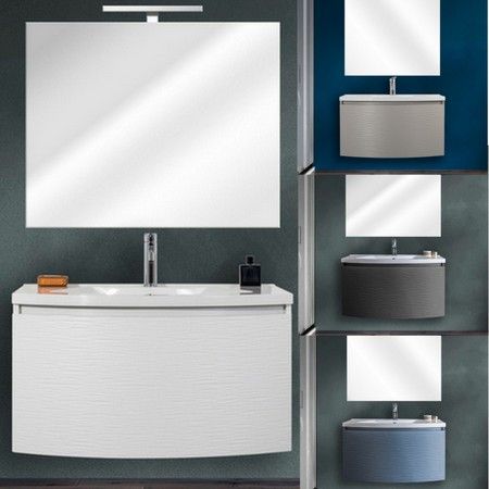 Mobile Bagno Sospeso Alfa 80 O 100 Cm Con Specchio 4 Colori