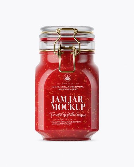 Download 900ml Raspberry Jam Glass Jar With Clamp Lid Psd Mockup Front View Eye Level Shot Mockup Free Psd Free Mockup Mockup Psd