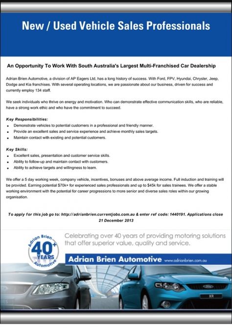 Job Advert Internet Car Sales Manager We are currently looking - car sales job description Job Advert Internet Car Sales Manager We are currently looking - car sales job description