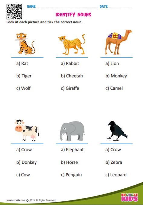 printable english identify nouns worksheets for the kids