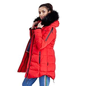 Marikoo warme Damen Winter Jacke Winterjacke Parka Stepp Mantel lang B401