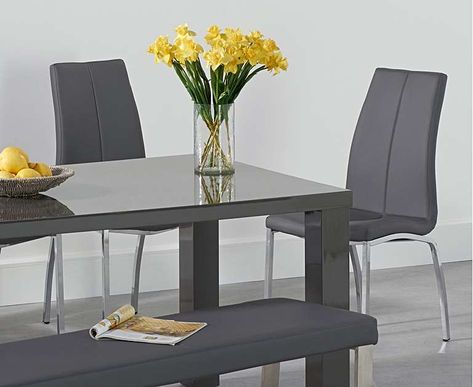 Dark Grey High Gloss Dining Table Atlanta 160cm Dark Grey High Gloss