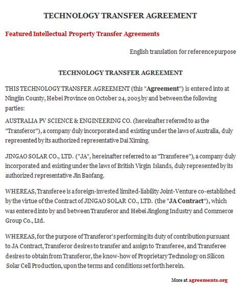 Technology Transfer Agreement #employment #agreement #technology - credit agreements Technology Transfer Agreement #employment #agreement #technology - credit agreements