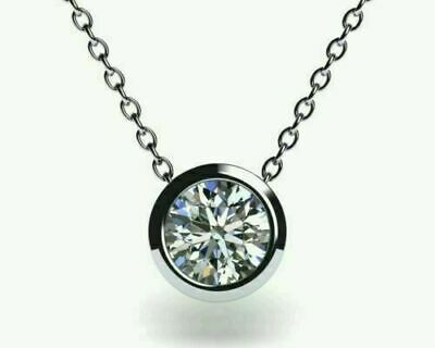 2.00 Ct Princess Cut Simulated Diamond Bezel Set Solitaire Pendant With 18 Chain 14k White Gold Finish