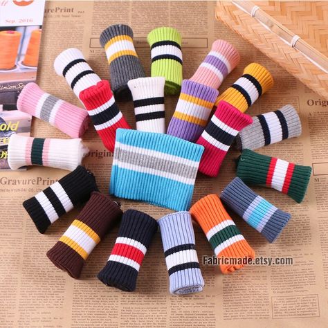 A pair Hems Cuffs 1X1 1.4 2.5 3.5cm 6.5cm Stripes Cotton Ribbing Ribbing and Binding Knit Fabric For Neckline