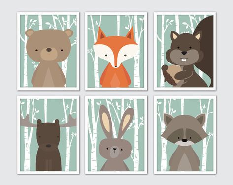 Fox Animal Wall Art Nursery Decor Woodland Forest Animals Baby Fox Animal Wall Art Nursery Decor