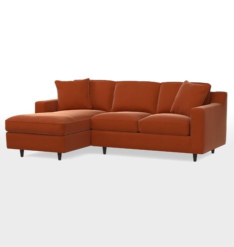 Garrison Small Chaise Sectional Sofa Left Cannes Velvet Lava D4308 Garrison Small Chaise Sectional Sofa, Garrison Leather Sectional Sofa