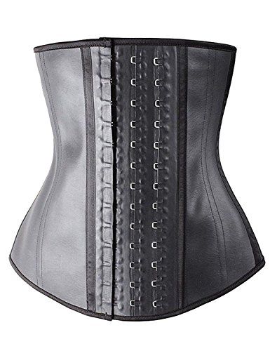 Corset Vest - Latex Waist Trainer - 3 Hooks - Black – Caliente Clothing