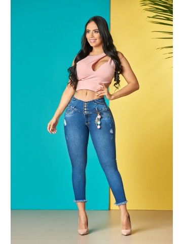 Jeans Colombiano Levanta Cola Tiro Alto Ref 56899 – Moda Colombiana Jeans y  Fajas