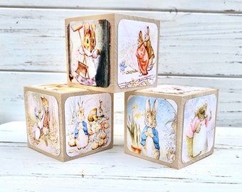 Beatrix Potter Peter Rabbit Wooden Blocks Nursery Vintage Very Shabby Chic Beatrix Potter Peter Rabbit Wooden Blocks Nursery Vintage Very Shabby Chic