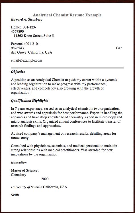 Here Is Analytical Chemist Resume You Can Check the Preview here - statement of qualifications example Here Is Analytical Chemist Resume You Can Check the Preview here - statement of qualifications example