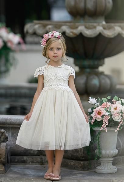 Girls Dress Flower Girl Dress Tulle Rustic Flower Girl Dress Grey Flower Girl Dress Flower Girl Dress Boho Flower Girl Dress Lace