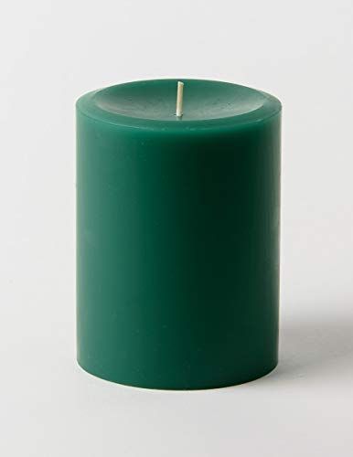 Green 3 x 4 Hand Poured Solid Color Unscented Pillar Candles Set of 3