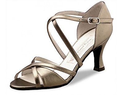 Damen Tanzschuhe Astrid Made in Italy 6,5 cm Werner Kern Leder Perl Silber