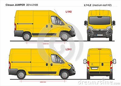 Citroen Jumper Cargo Delivery Van Swb L1h2 And Mwb L2h2 Medium Roof 2014 2019 Detailed Template For Design And Production Of V Citroën Jumper Van Vw Caddy Maxi