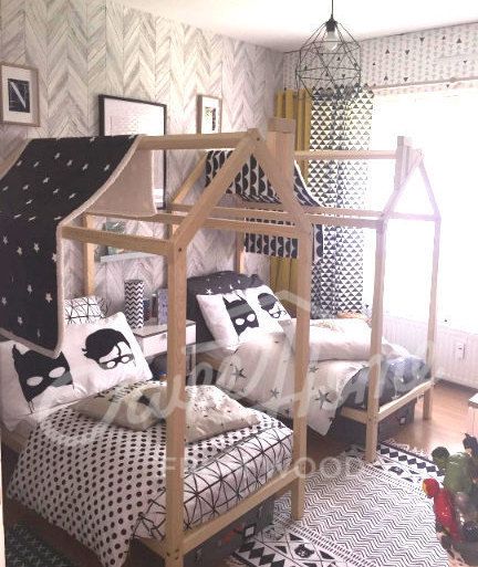 Children Bed Solid Wood Toddler Frame Waldorf Home Teepee Play Tent Baby Room Nursery Montessori Toy