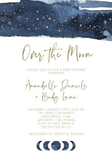 Printable Template Digital Download Invites for Boy Over the Moon Baby Shower Invitation Templett