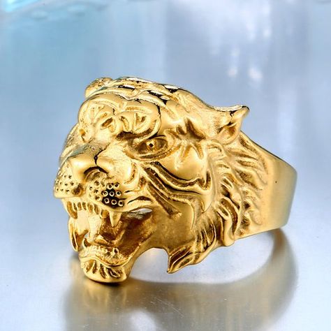 Pattern antique style brass-colored ring size 11
