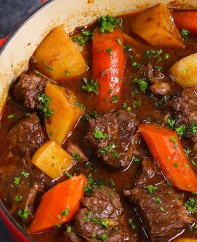 Homemade Beef Stew With Carrots And Potatoes Cooked In A - Chicken recipes with carrots and potatoes #chicken #recipes #with #carrots #and #potatoes Homemade Beef Stew With Carrots And Potatoes Cooked In A