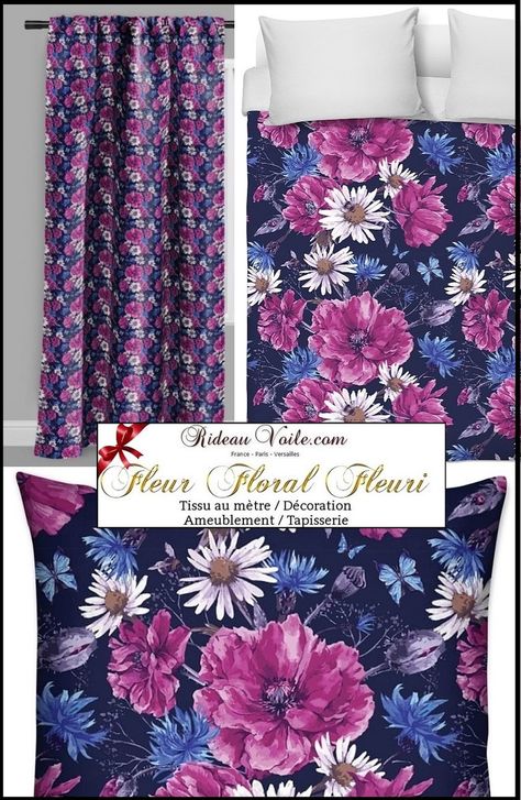 Gratuit Images Tissu Fleuri Au Metre Rideau Couette Coussin Bleu Violet Lilas dernière par