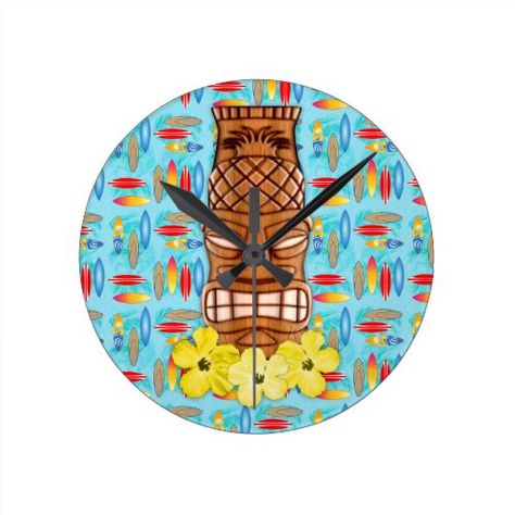 Monogram Hawaiian Tropical Wall Clock For Her Zazzle Com Tropical Wall Clocks Hawaiian Decor Tropical Clocks