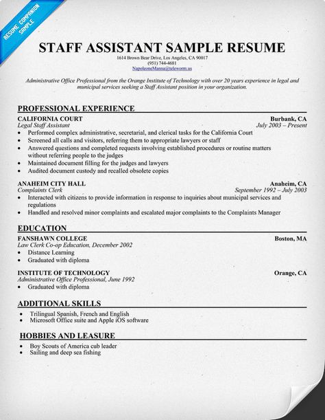 Staff Assistant Resume (resumecompanion) Resume Samples - industrial electrician resume Staff Assistant Resume (resumecompanion) Resume Samples - industrial electrician resume