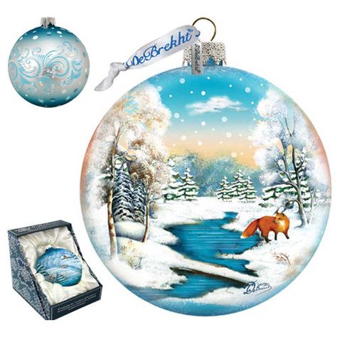 Christmas Fox Beautiful Bauble 8x8 by Anne Lever