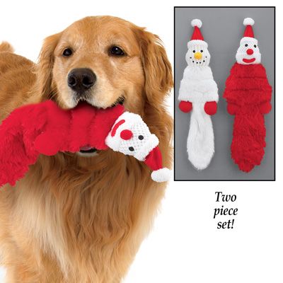 Santa And Snowman Stuffing Free Dog Toy Set Dog Toys Free Dogs