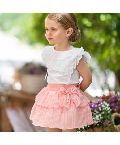Conjunto Coral Niña Conjunto Para Niña Desde 2 Años Hasta 10 Años Camisa Blanca Con Vestidos Infantis Moda Infantil Para Meninas Modelo De Roupa Infantil