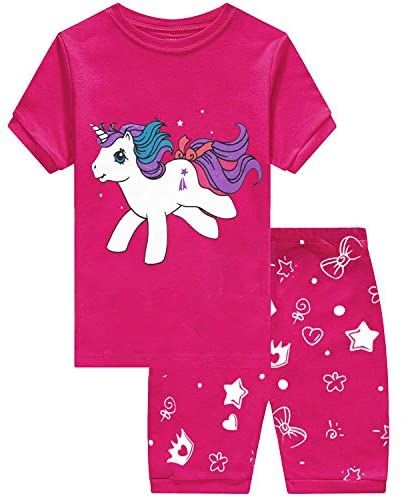 Hifot Camisón de Pijama Niña Manga Corta con Estampado de Unicornios para Niñas Pijamas de Unicornio de Princesa Ropa de Dormir