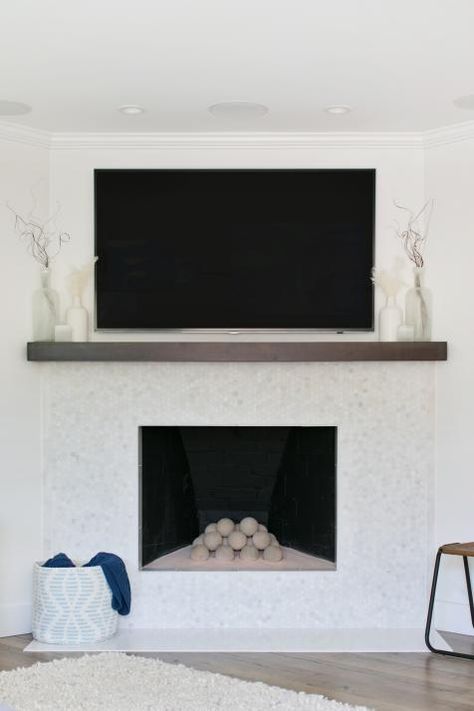 Fireplace With White Mosaic Tile Surround Marble Modern Farmhouse Style - Shiplap Fireplace With Marble Surround Fireplace With White Mosaic Tile Surround Marble Modern Farmhouse Style - Shiplap Fireplace With Marble Surround