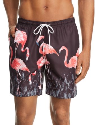Flamingo Pattern Mens Boardshorts Printing Swim Trunks