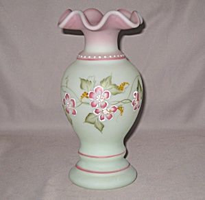 LOTUS BLOSSOM ON LOTUS MIST BURMESE VA FENTON LOTUS MIST Green Burmese Hand