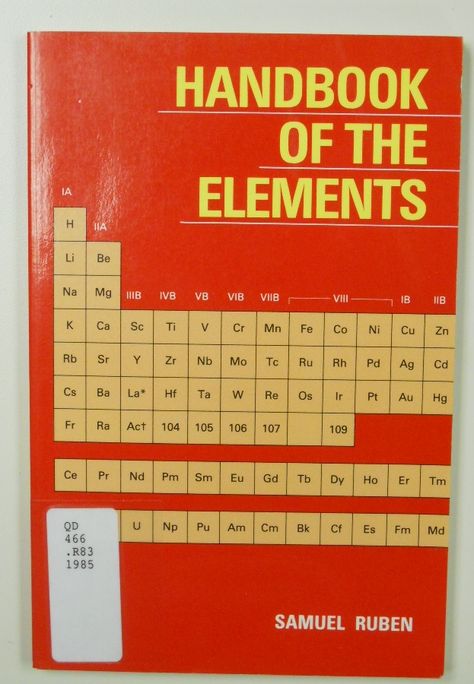 Handbook Of The Elements 1985 By Samuel Ruben Periodictable Handbook Of The Elements 1985 By Samuel Ruben Periodictable