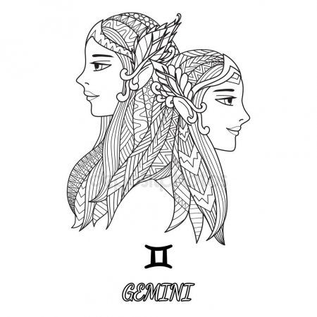 Línea Arte Diseño Del Signo Del Zodiaco Géminis Para Elemento De Diseño Y El Tatuaje De Constelación De Tauro Signos Del Zodiaco Tatuaje De Constelación Virgo