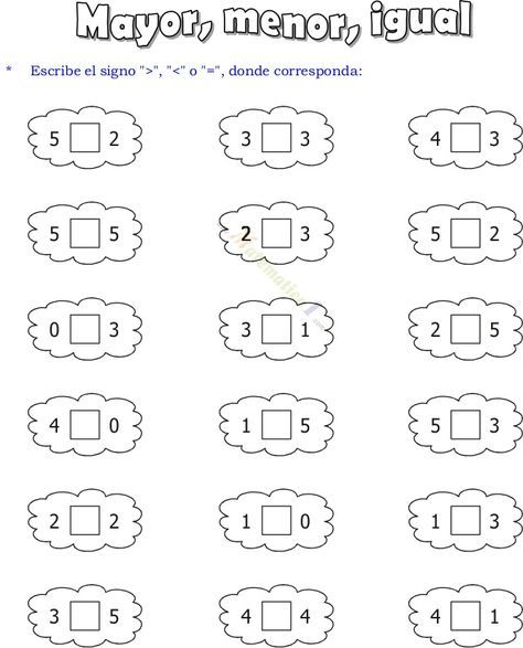 23 Ideas De Mayor Menor Actividades De Matematicas Primeros Grados Matemáticas Para Niños