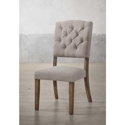 Homeroots Amelia Casual Linen Dining Side Chair Wood Frame Lowes Com Wood Side Chair Side Chairs Dining Upholstered Side Chair