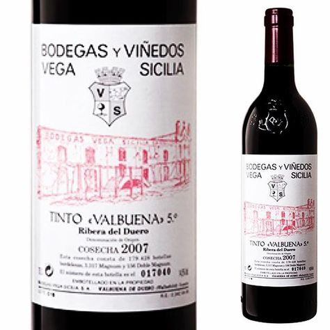 Vega Sicilia Valbuena Valbuena 5 Año Añada 2007 Bodega Vega Sicilia D O Ribera Del Duero Tipo Tinto Gra Etiquetas De Vino Vinos Y Quesos Botellas De Vino