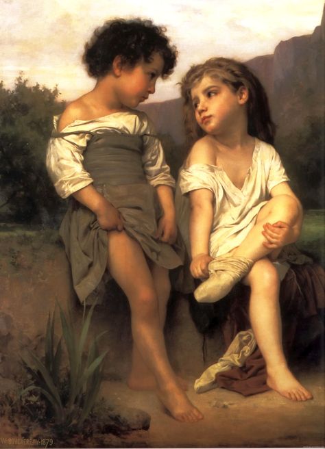 Bouguereau The Crab 1869 Framed Canvas Print Repro 20x24