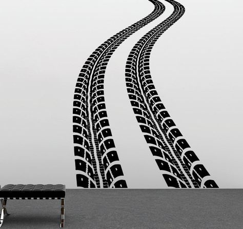 Wheel Wall Decal Nursery Racing Car Sticker Tire Track Boy Kids Room Decor SM192