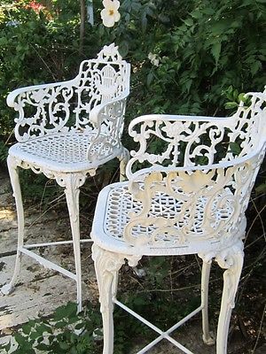 101 Best Victorian Garden Furniture Images On Pinterest Backyard Vintage Victorian White Ornate Wrought Iron Chair Indoor Or Outdoor Barstool